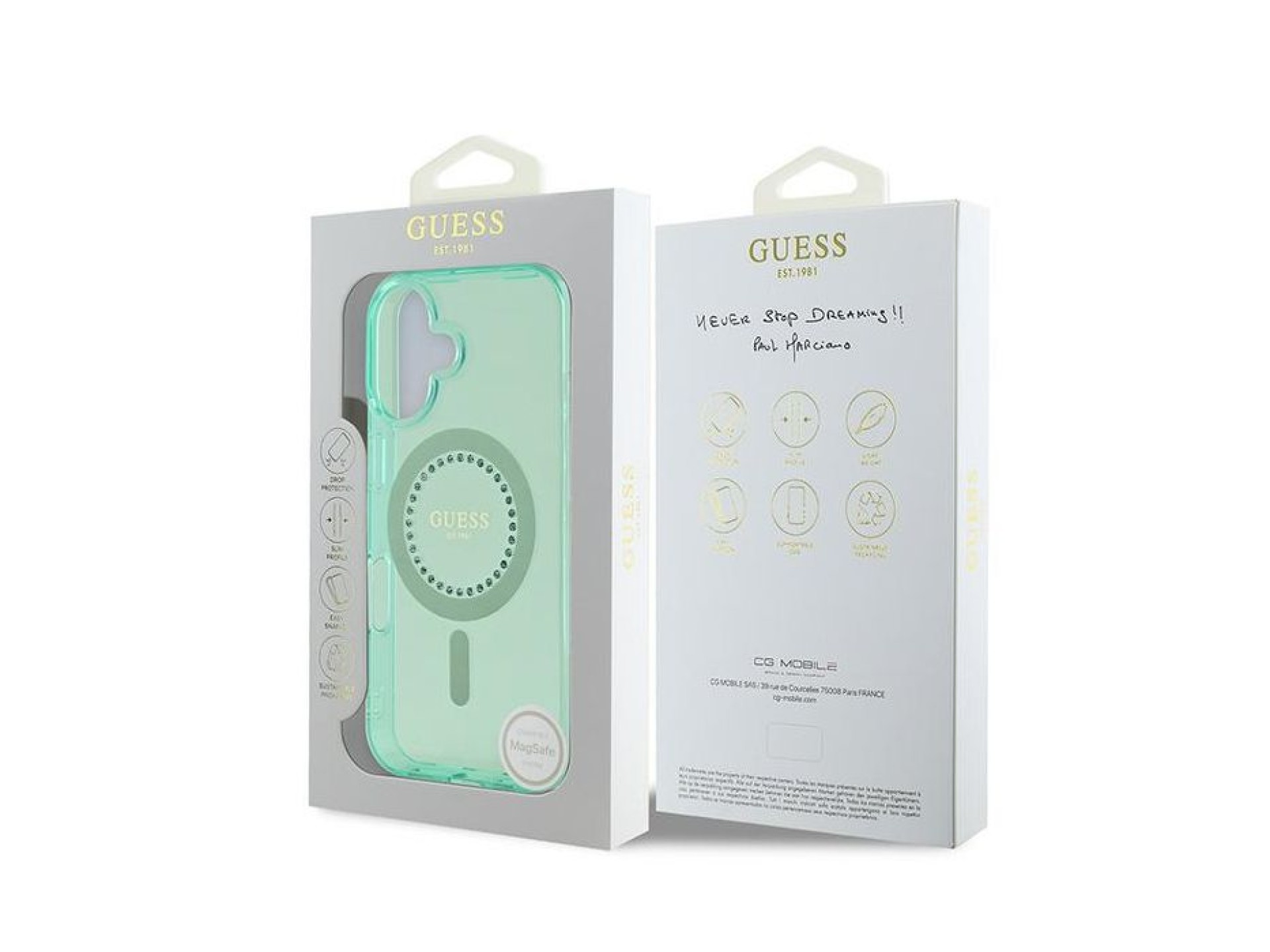 Guess IML Rhinestones MagSafe iPhone 16 Plus Case - Green