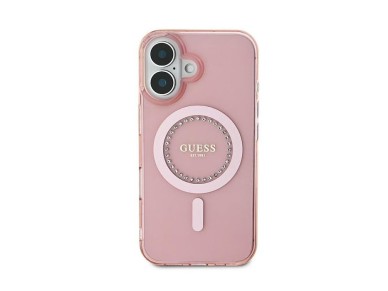 Guess IML Rhinestones MagSafe iPhone 16 Case - Pink Guess IML Rhinestones MagSafe iPhone 16 Case - Pink