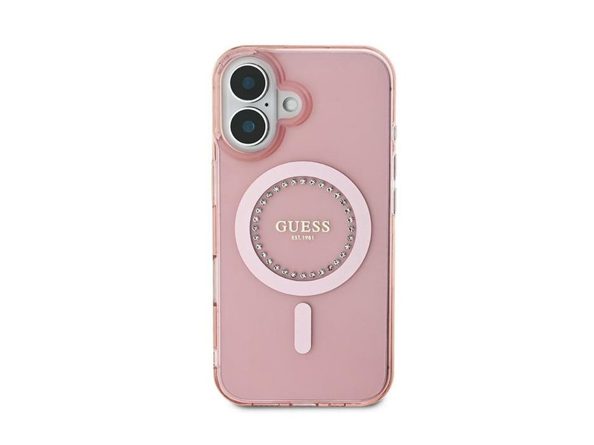 Guess IML Rhinestones MagSafe iPhone 16 Case - Pink