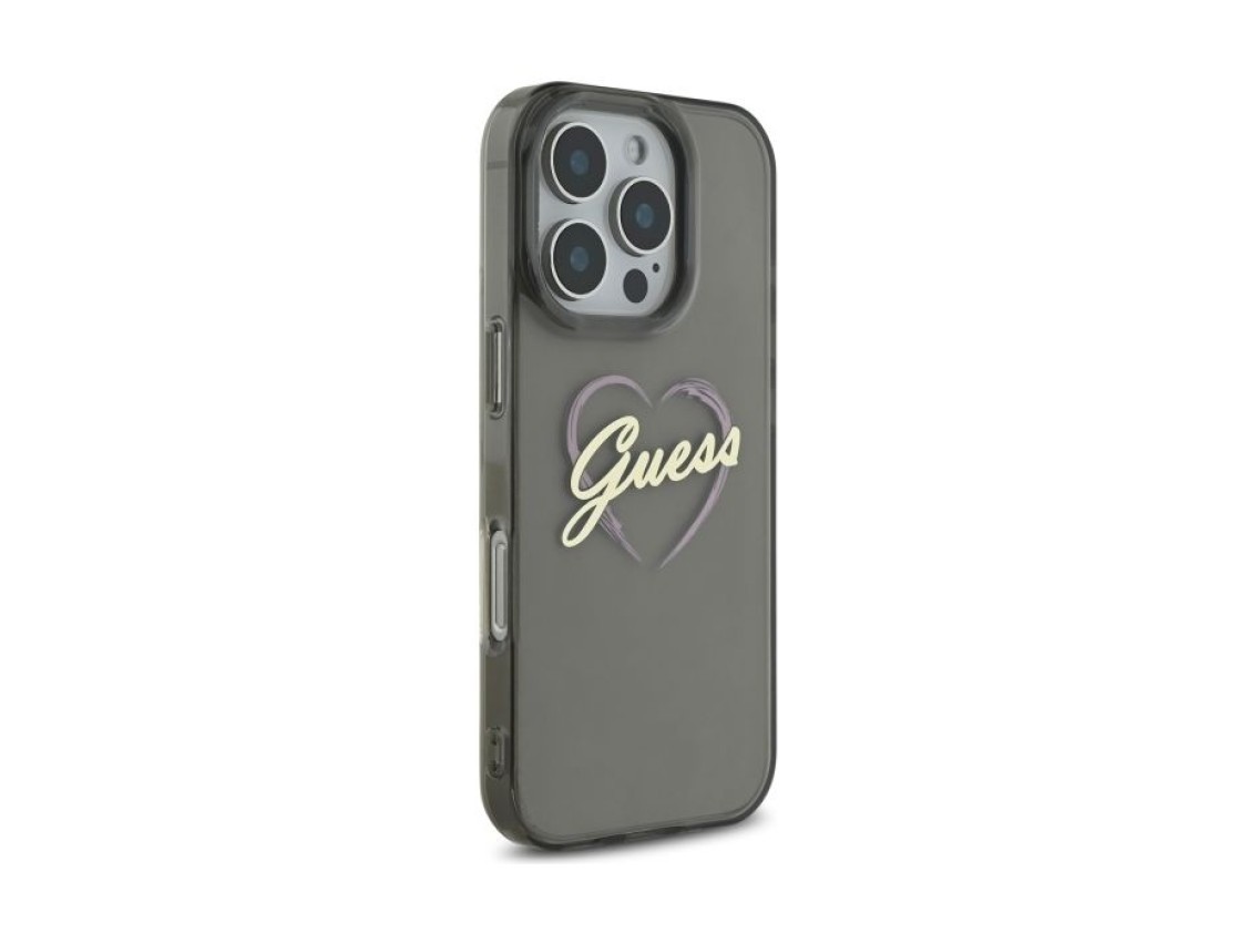 Funda Guess IML Heart para iPhone 16 Pro - Negra