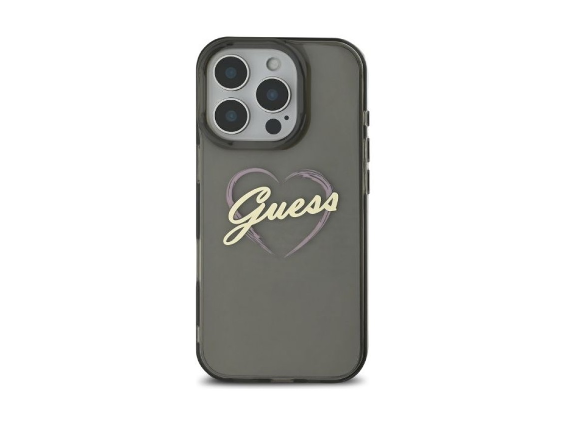 Funda Guess IML Heart para iPhone 16 Pro - Negra