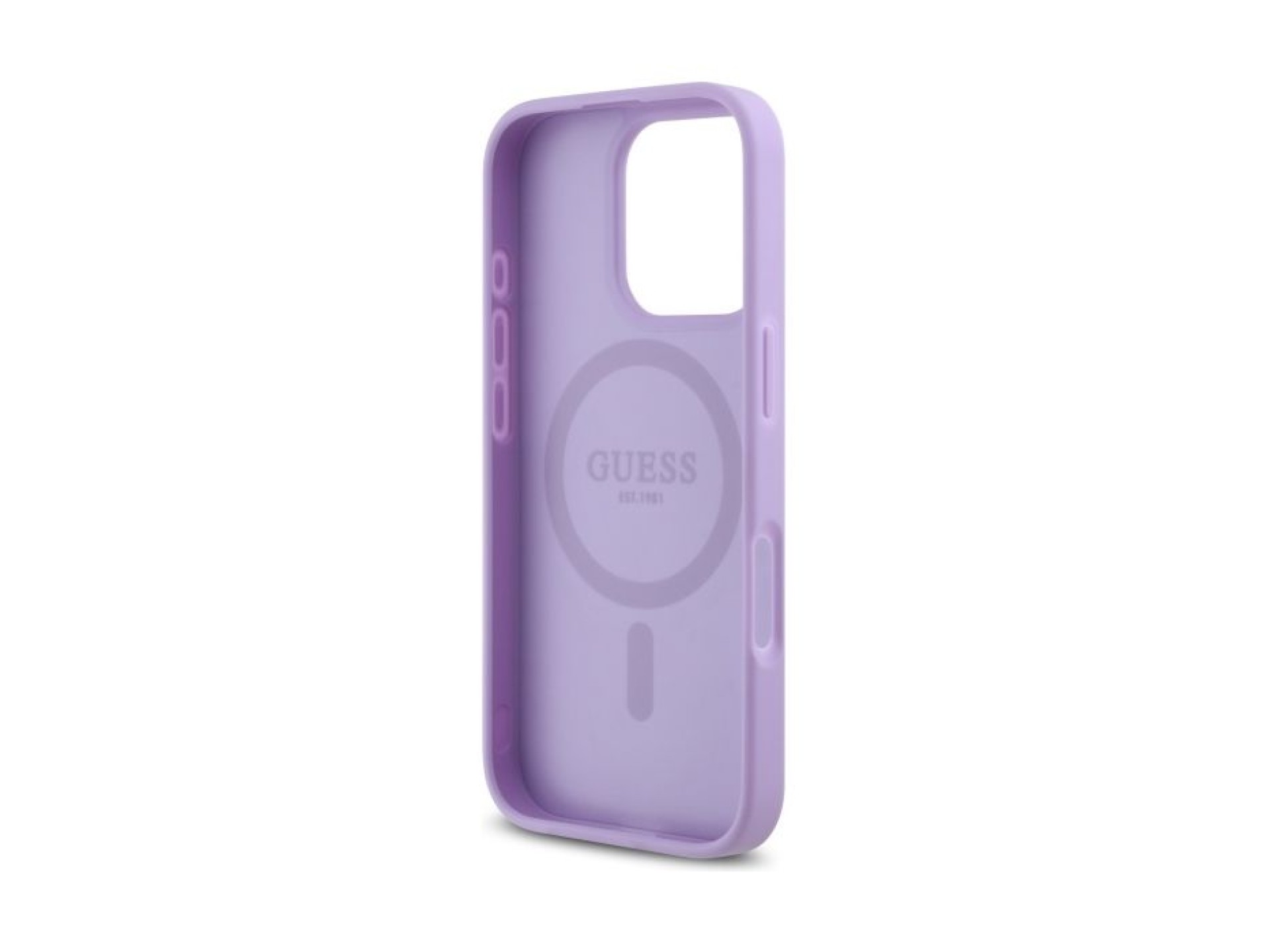 Capa Guess Saffiano MagSafe para iPhone 16 Pro Max - roxa