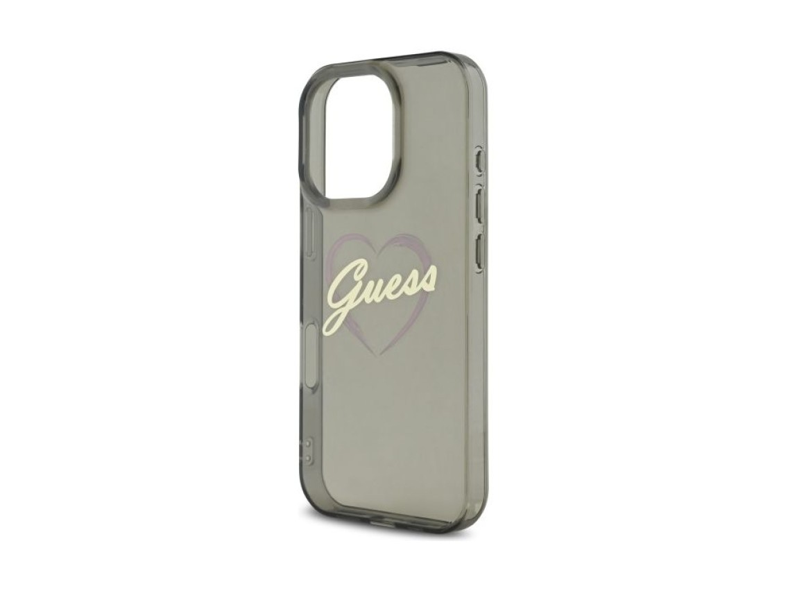 Funda Guess IML Heart para iPhone 16 Pro - Negra