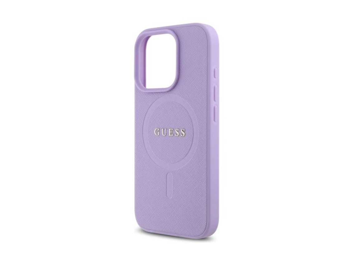 Capa Guess Saffiano MagSafe para iPhone 16 Pro Max - roxa