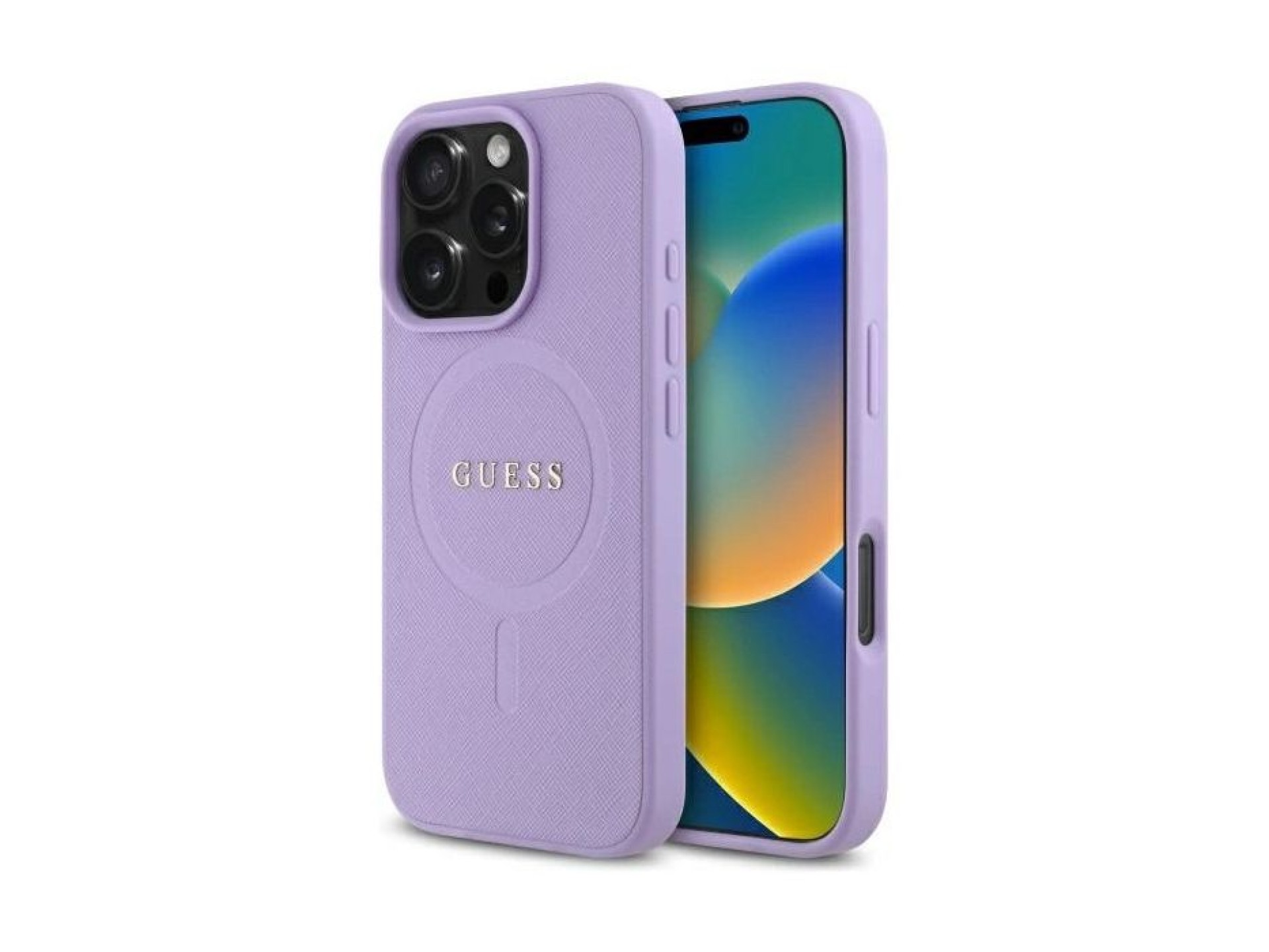 Guess Saffiano MagSafe case for iPhone 16 Pro Max - purple