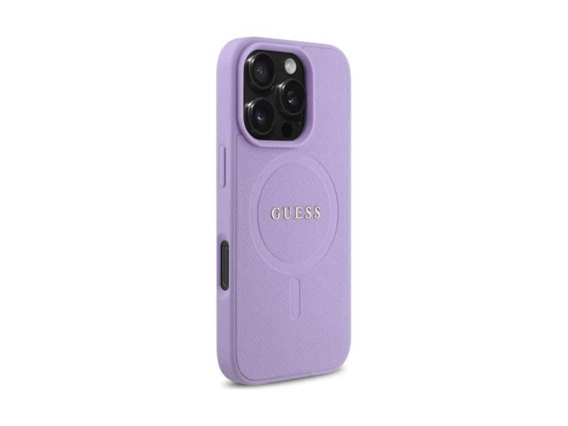 Capa Guess Saffiano MagSafe para iPhone 16 Pro Max - roxa