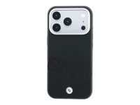 Capa MagSafe com letras em relevo inclinadas da BMW para iPhone 17 Pro/18 Pro - Preta Capa MagSafe com letras em relevo inclinadas da BMW para iPhone 17 Pro/18 Pro - Preta