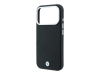 Capa MagSafe com letras em relevo inclinadas da BMW para iPhone 17 Pro/18 Pro - Preta Capa MagSafe com letras em relevo inclinadas da BMW para iPhone 17 Pro/18 Pro - Preta
