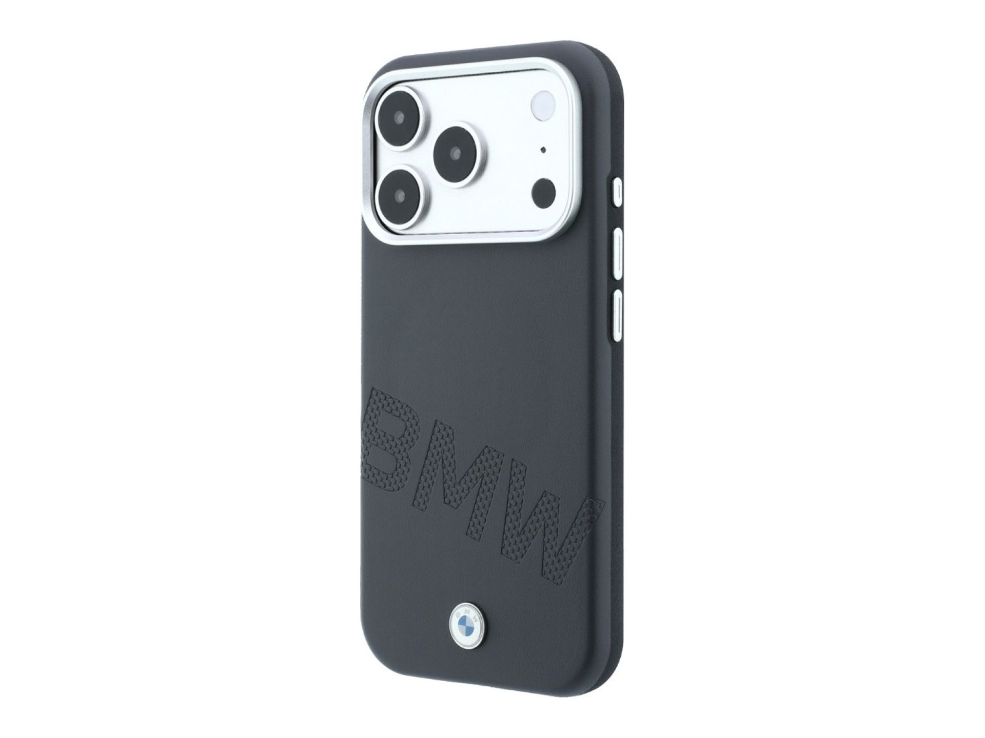 Capa MagSafe para iPhone 17 Pro/18 Pro com letras em relevo inclinadas da BMW - Cinzento