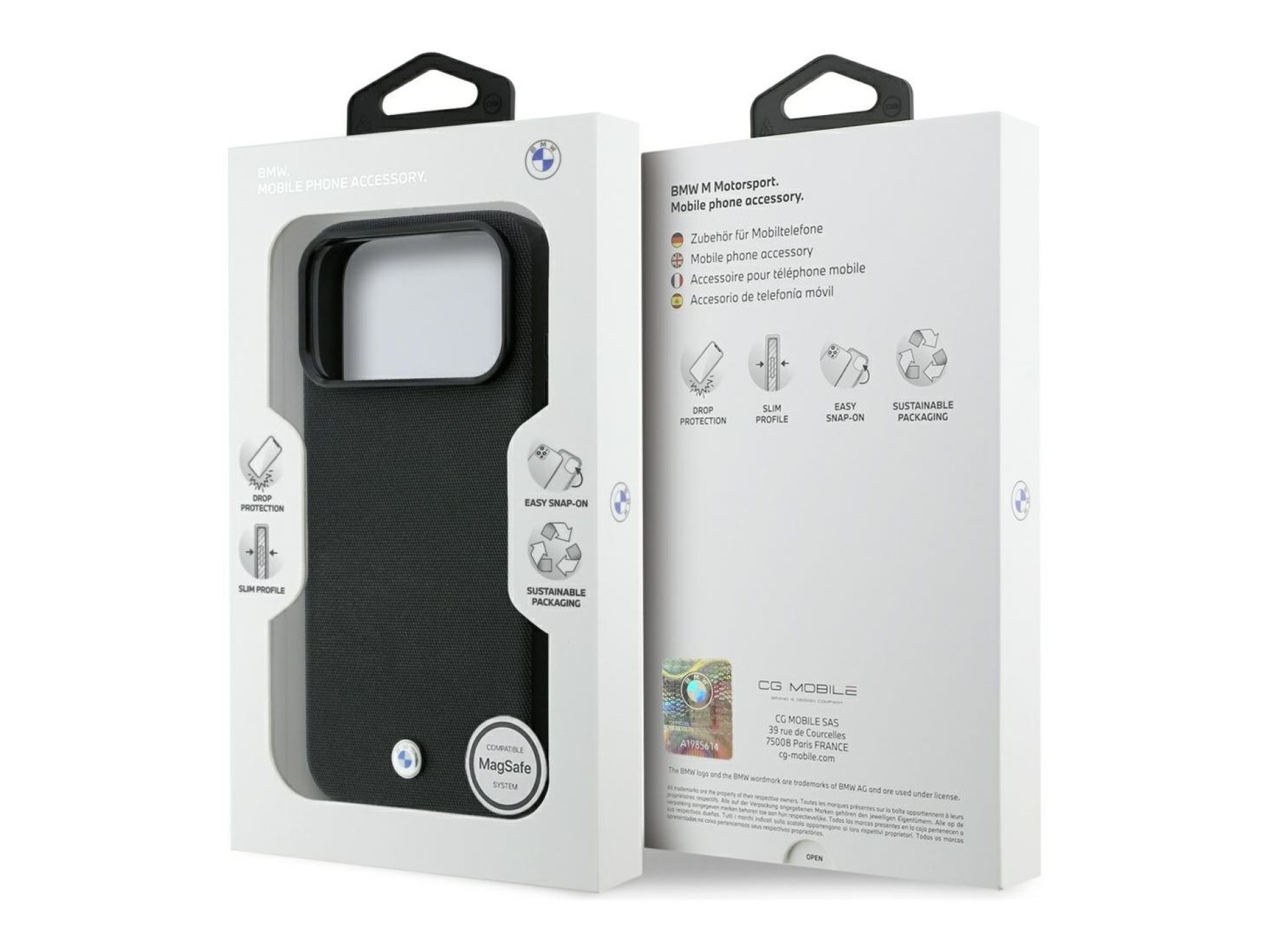 BMW Kevlar Metal Logo MagSafe Case for iPhone 18 Pro / 17 Pro - Black