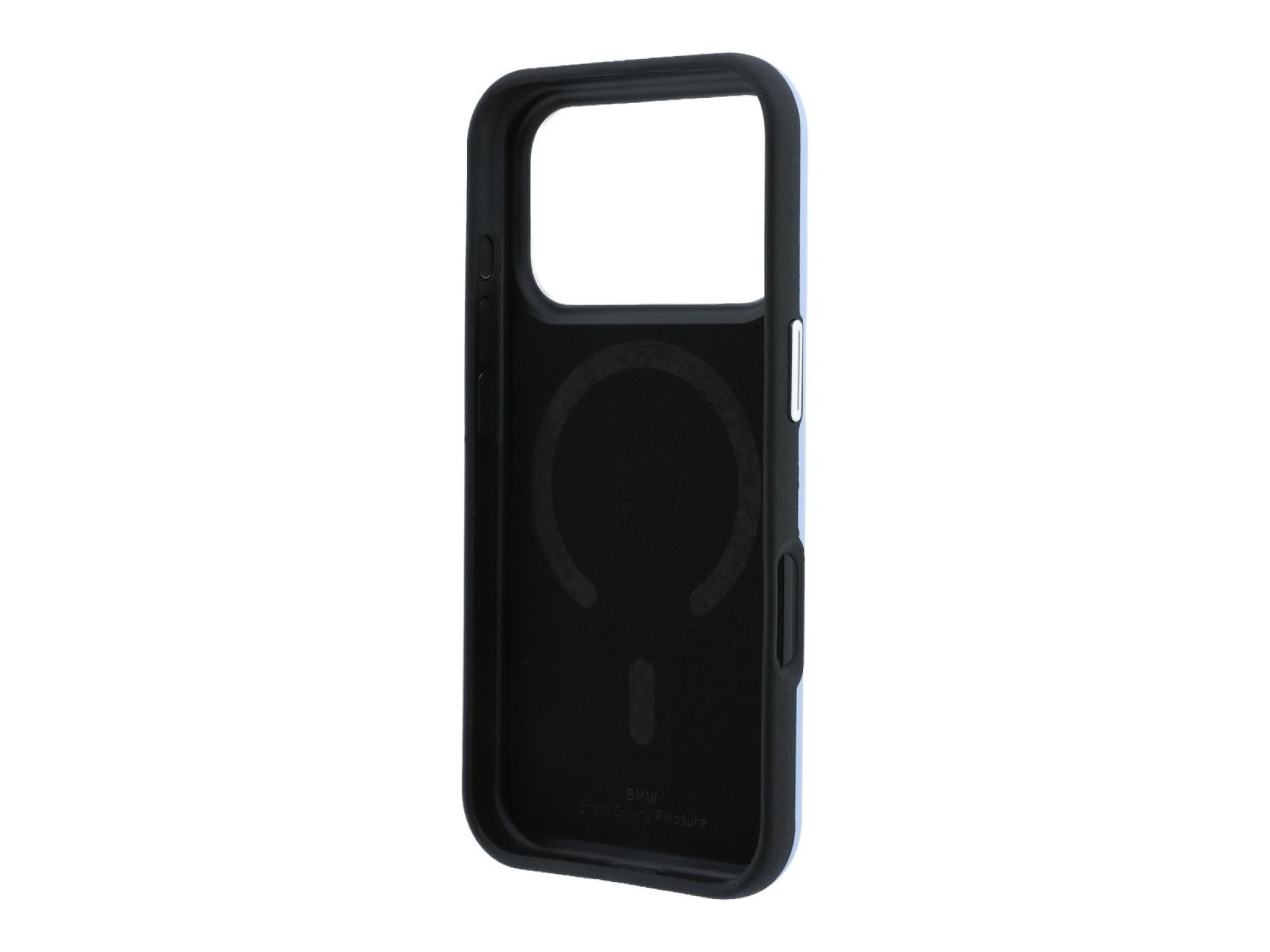 Capa MagSafe para iPhone 17 Pro/18 Pro com letras em relevo inclinadas da BMW - Azul