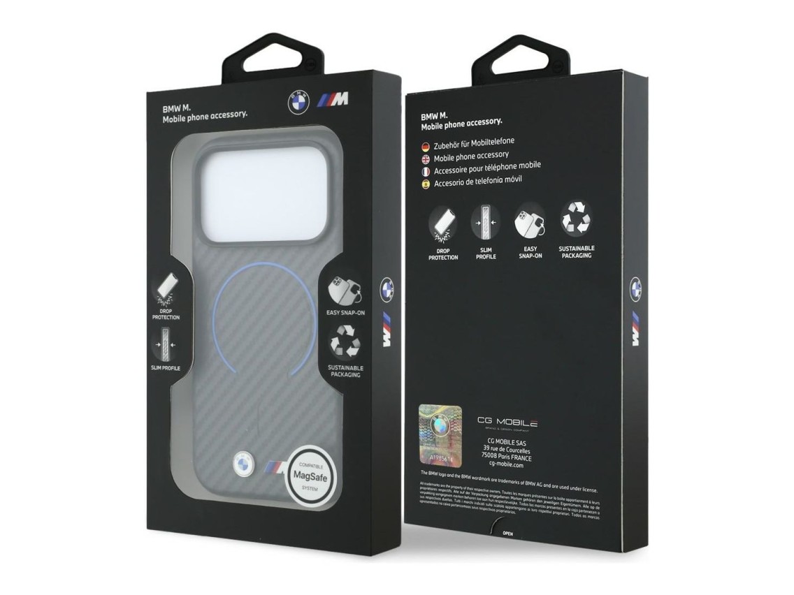 BMW M Carbon Printed Ring MagSafe Case for iPhone 18 Pro Max / 17 Pro Max - Gray