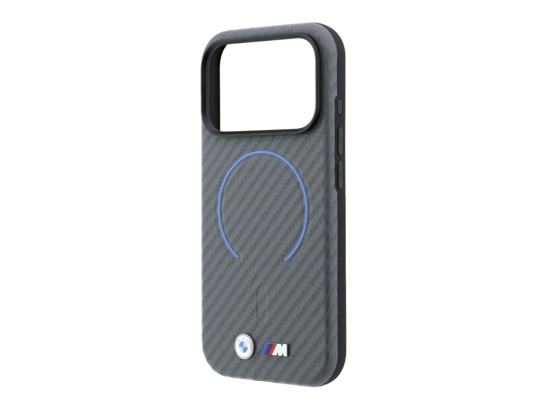 Capa MagSafe com anel impresso em fibra de carbono BMW M para iPhone 18 Pro/17 Pro - Cinzento