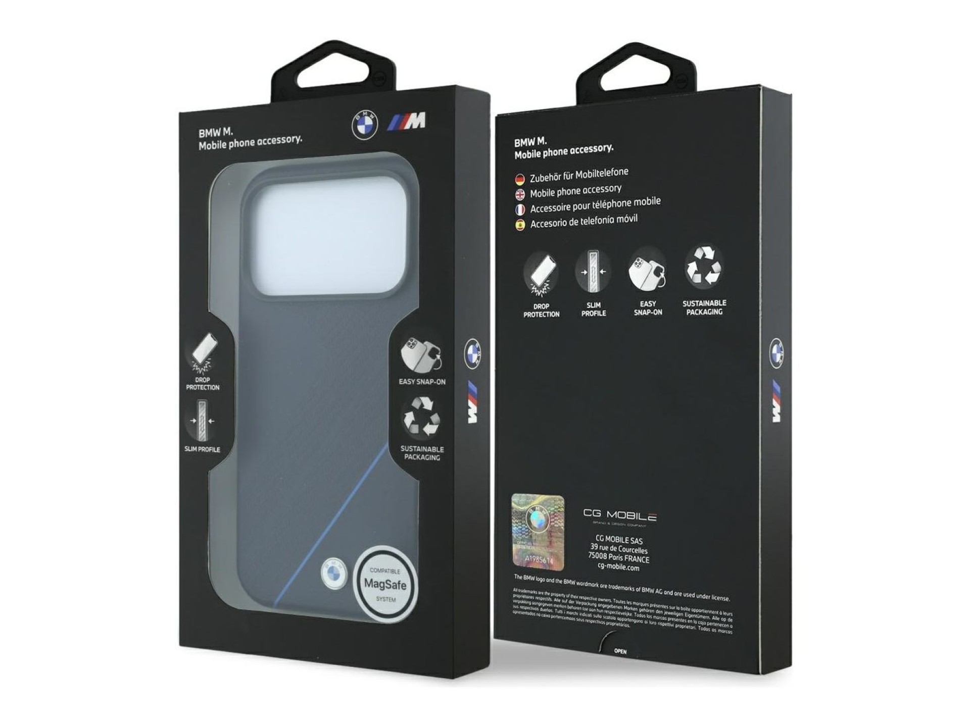 Capa MagSafe BMW M Tire Track Blue Line para iPhone 18 Pro / 17 Pro - Azul Marinho