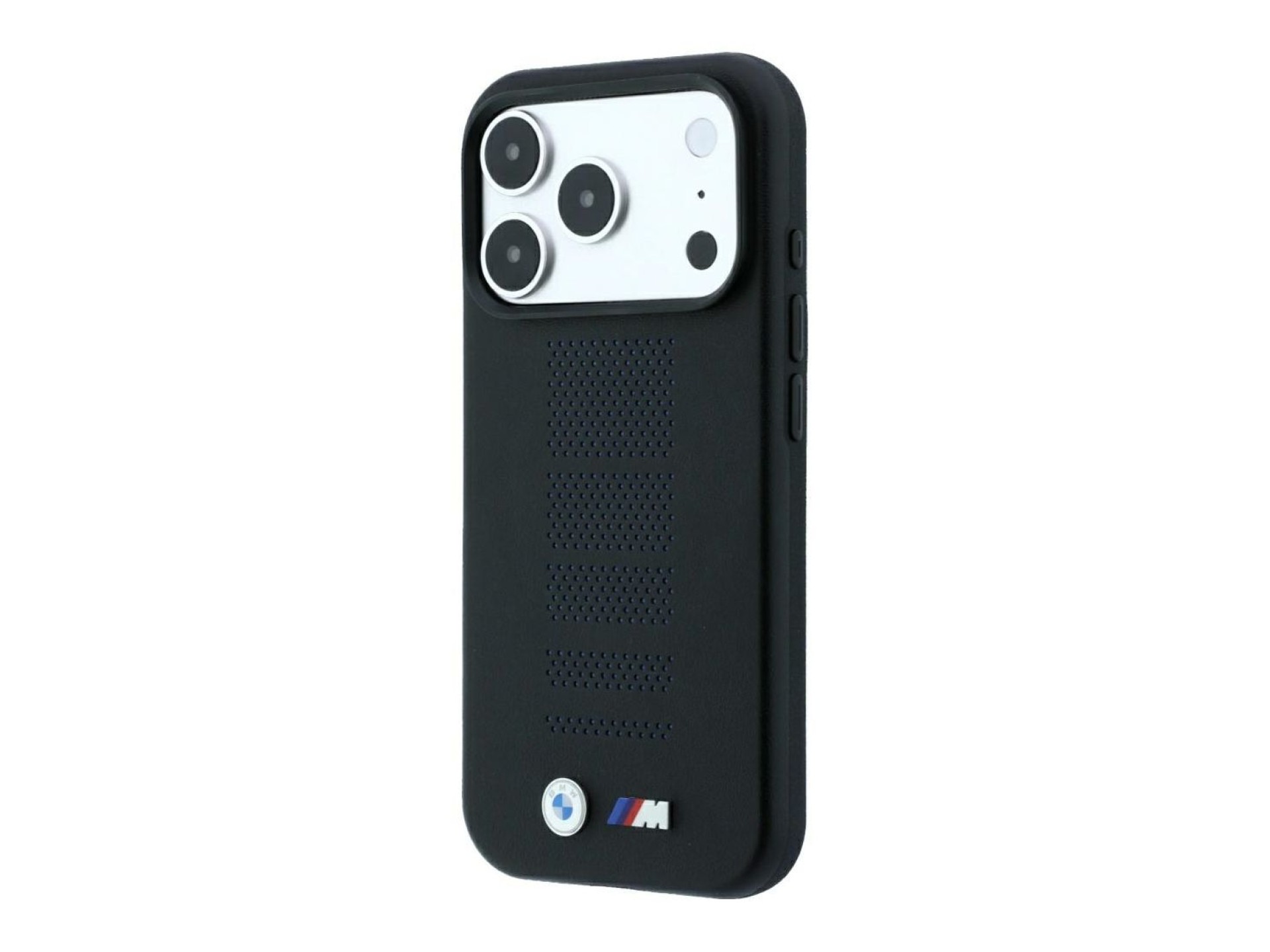 Funda BMW M Blue Perfo Metal Logo MagSafe para iPhone 18 Pro / 17 Pro - Negra