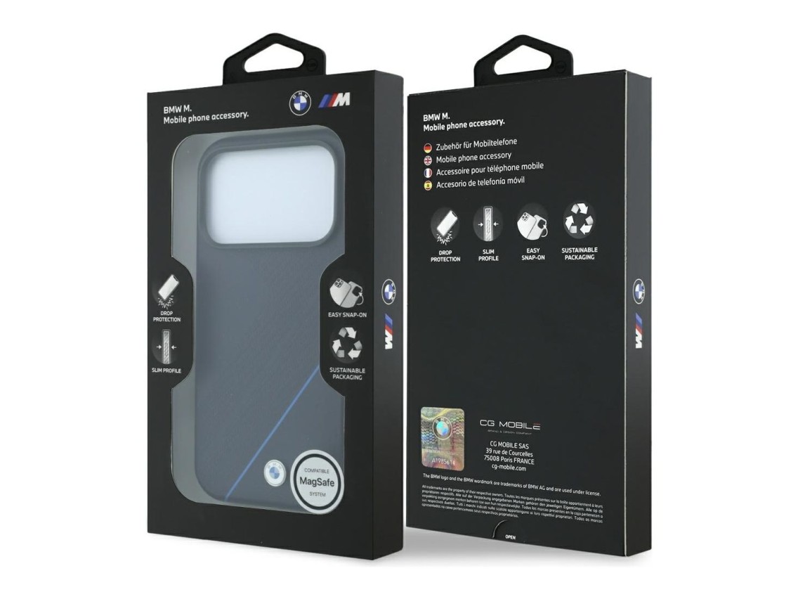 Capa MagSafe BMW M Tire Track Blue Line para iPhone 18 Pro / 17 Pro - Azul Marinho