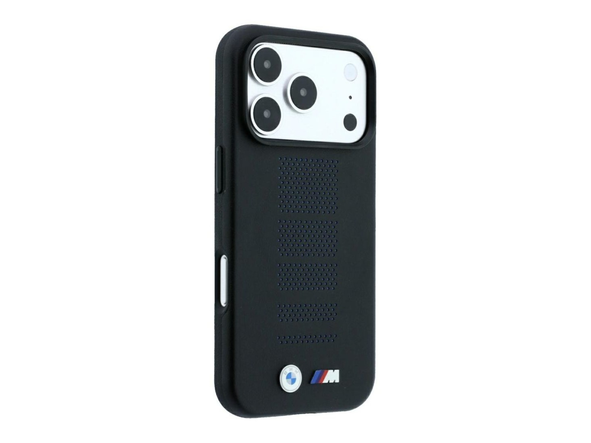 Funda BMW M Blue Perfo Metal Logo MagSafe para iPhone 18 Pro / 17 Pro - Negra