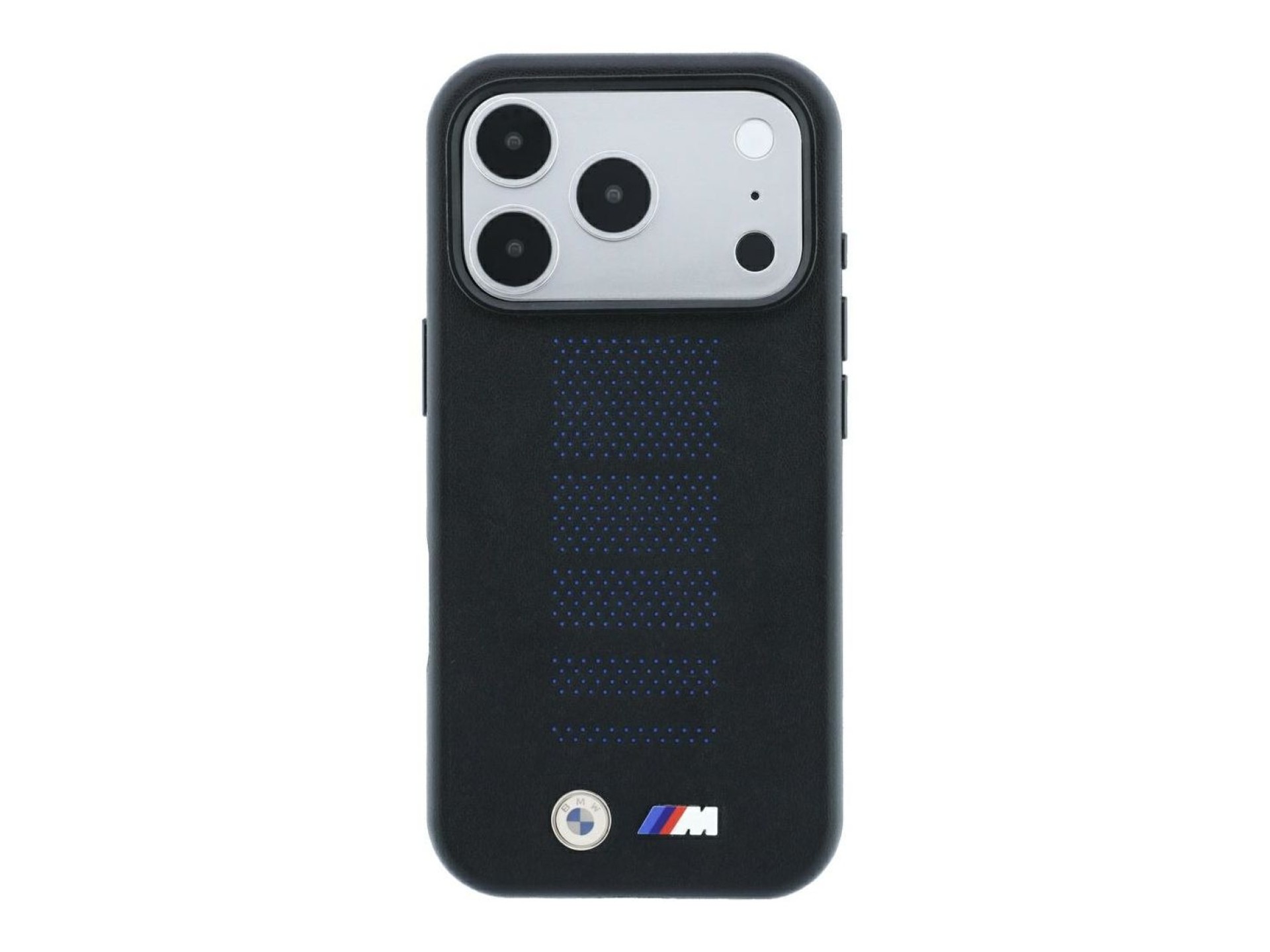 BMW M Blue Perfo Metal Logo MagSafe Case for iPhone 18 Pro Max / 17 Pro Max - Black
