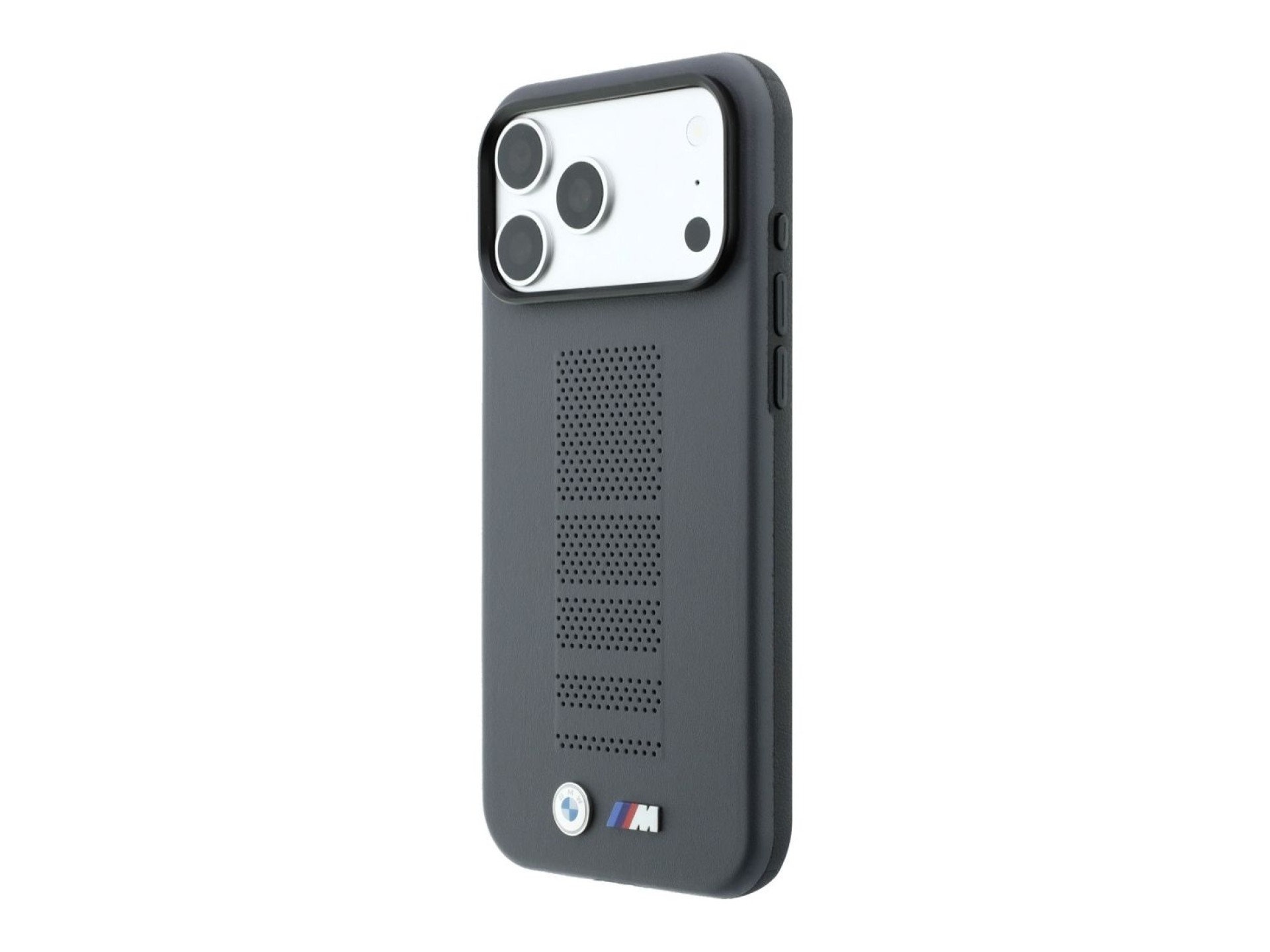 BMW M Blue Perfo Metal Logo MagSafe Case for iPhone 18 Pro / 17 Pro - Gray