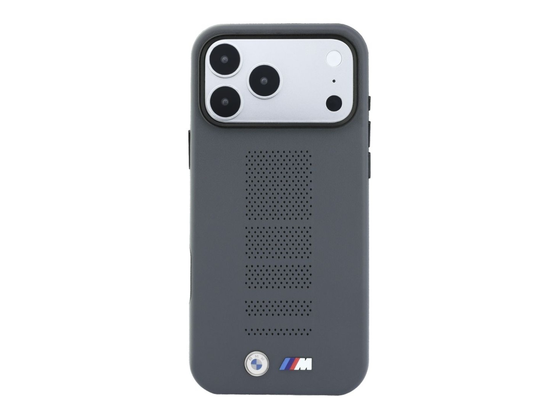 BMW M Blue Perfo Metal Logo MagSafe Case for iPhone 18 Pro / 17 Pro - Gray