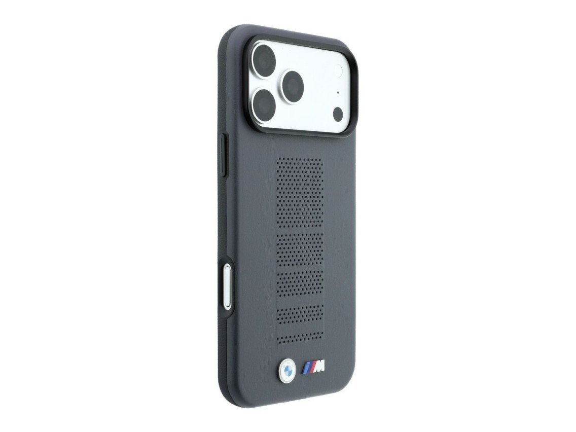 BMW M Blue Perfo Metal Logo MagSafe Case for iPhone 18 Pro / 17 Pro - Gray