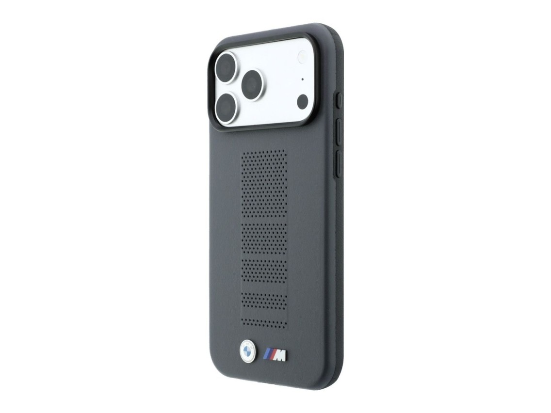 BMW M Blue Perfo Metal Logo MagSafe Case for iPhone 18 Pro Max / 17 Pro Max - Gray