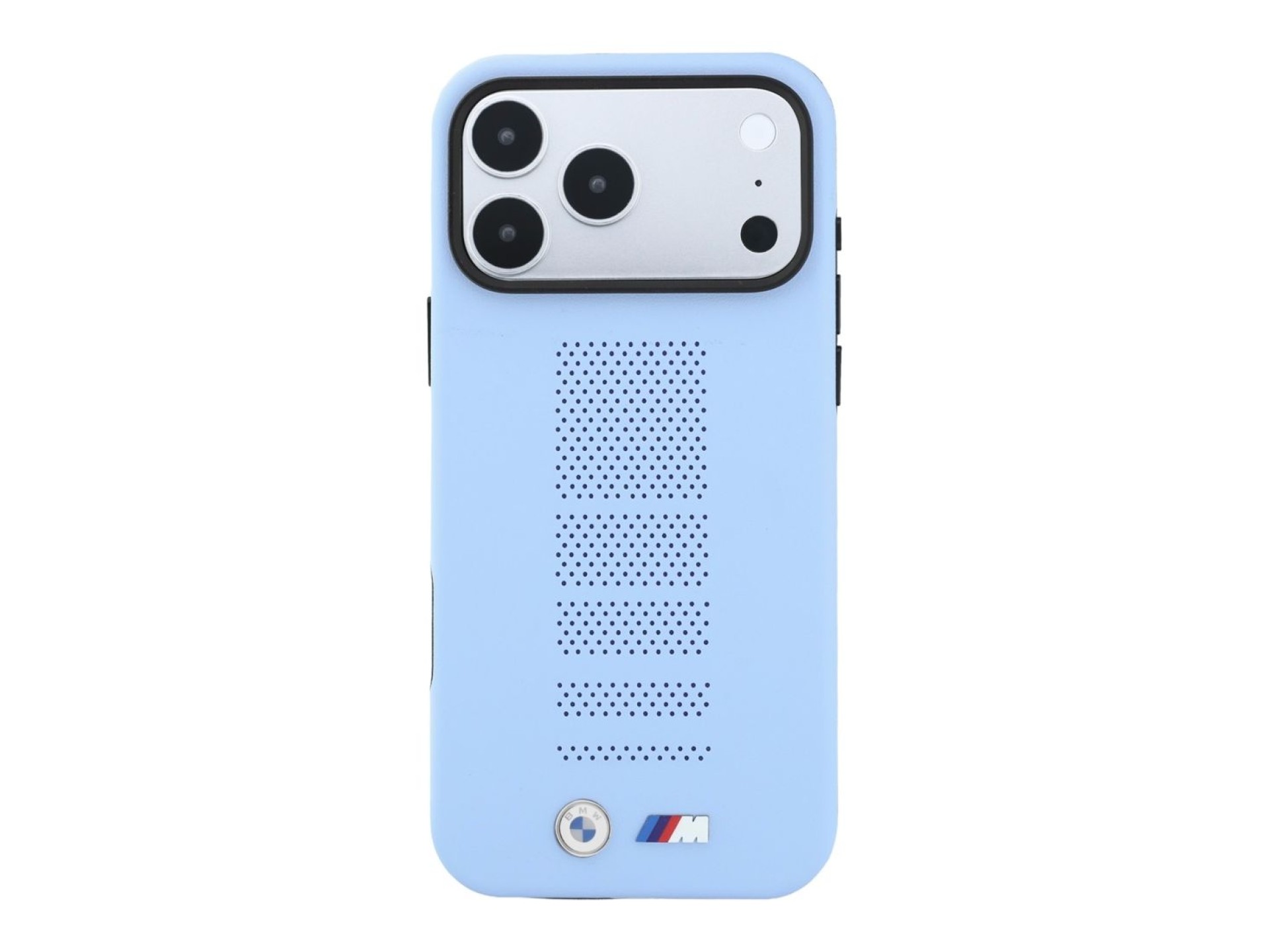 Funda BMW M azul con logo metálico perforado MagSafe para iPhone 18 Pro Max / 17 Pro Max - Azul