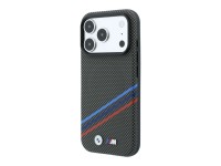 BMW M Quadrille Kevlar Print Tricolor Lines & Metal Logo MagSafe Case for iPhone 18 Pro / 17 Pro - D
