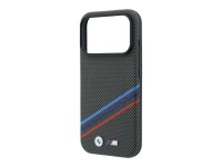 BMW M Quadrille Kevlar Print Tricolor Lines & Metal Logo MagSafe Case for iPhone 18 Pro / 17 Pro - D