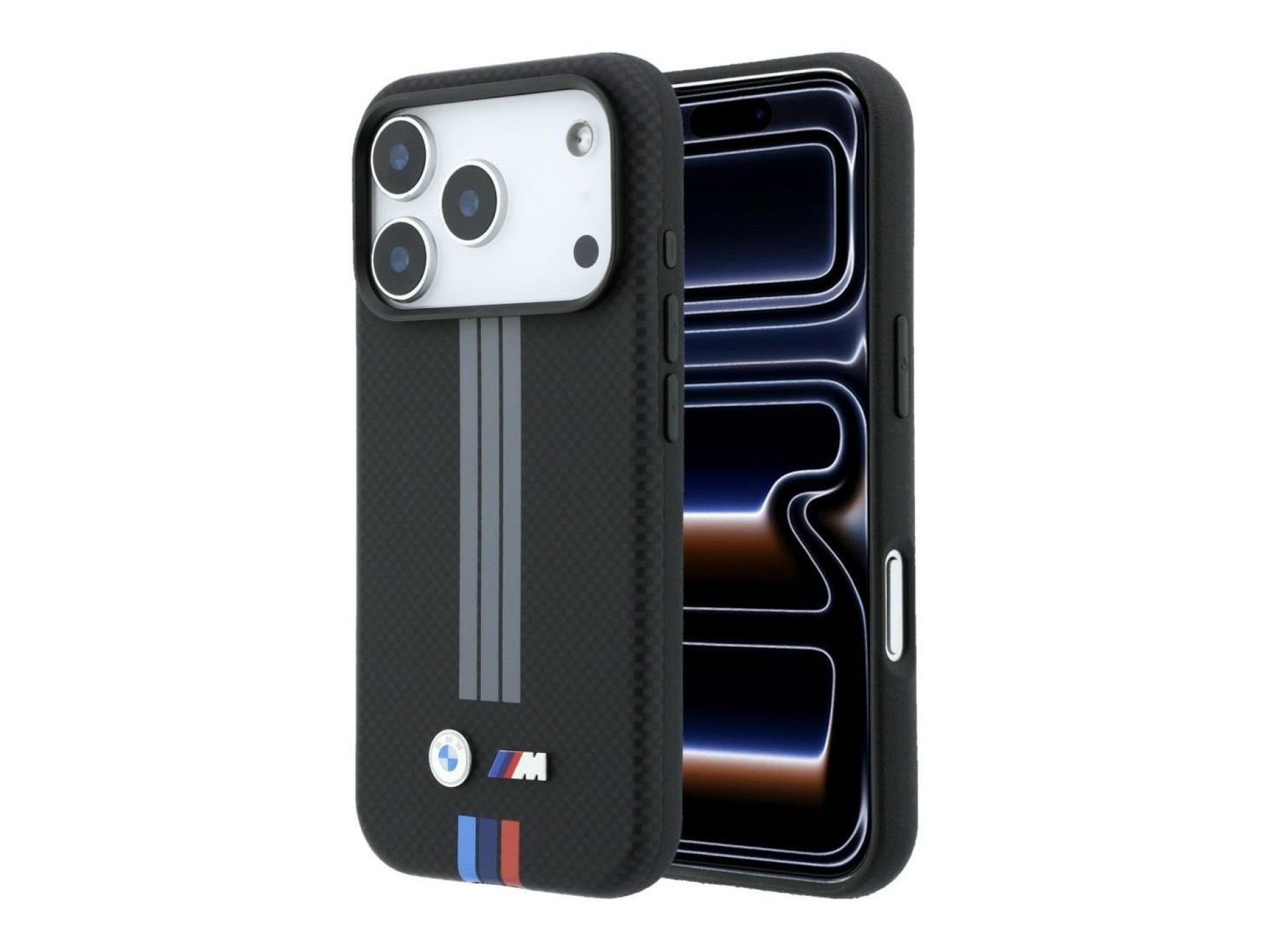 Funda BMW M Quadrille Kevlar Anthracite & Tricolor Print Lines MagSafe para iPhone 18 Pro Max / 17 P