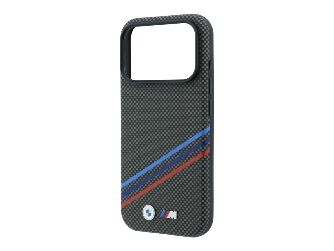 BMW M Quadrille Kevlar Print Tricolor Lines & Metal Logo MagSafe Case for iPhone 18 Pro / 17 Pro - D