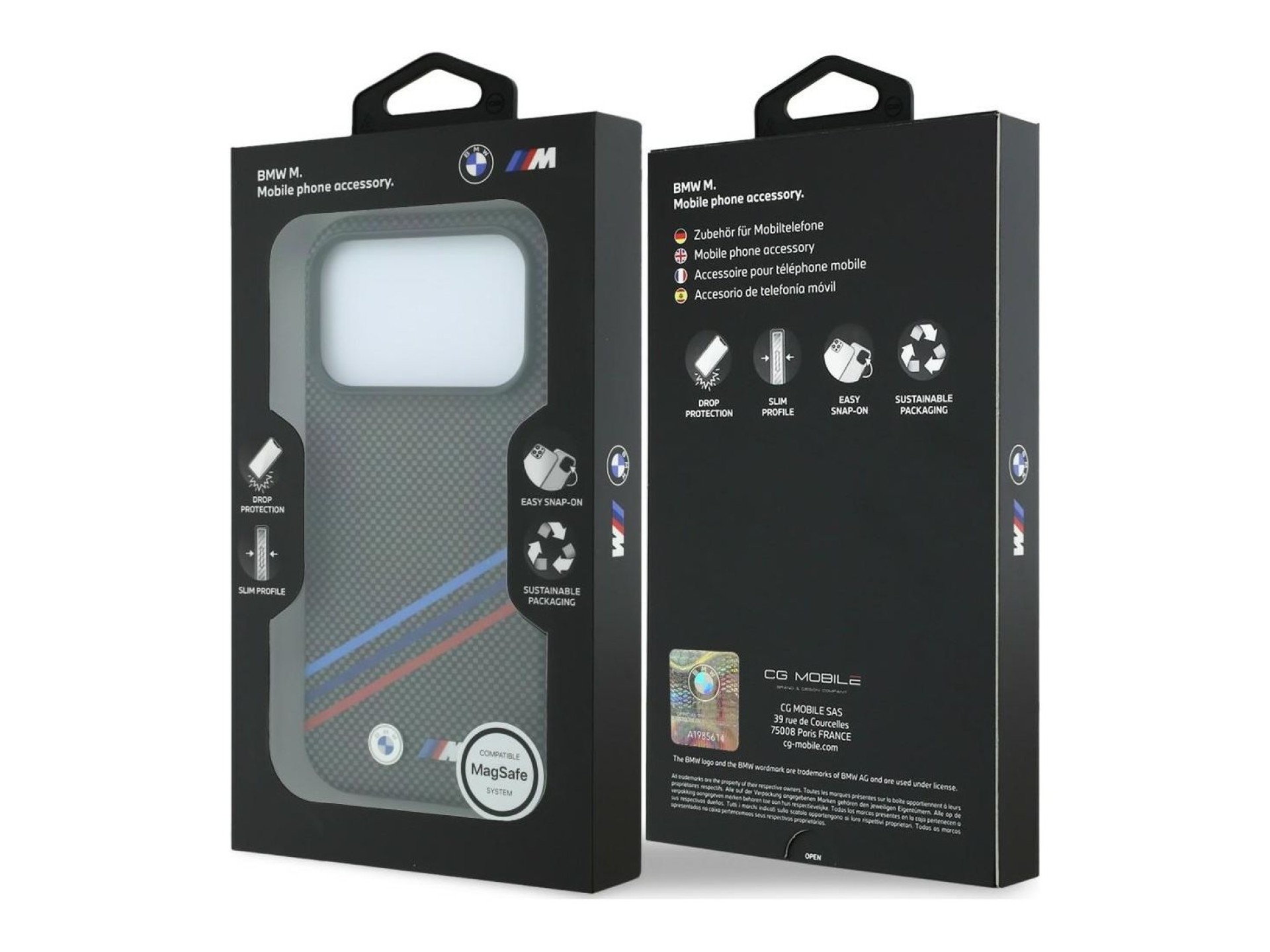 BMW M Quadrille Kevlar Print Tricolor Lines & Metal Logo MagSafe Case for iPhone 18 Pro / 17 Pro - D