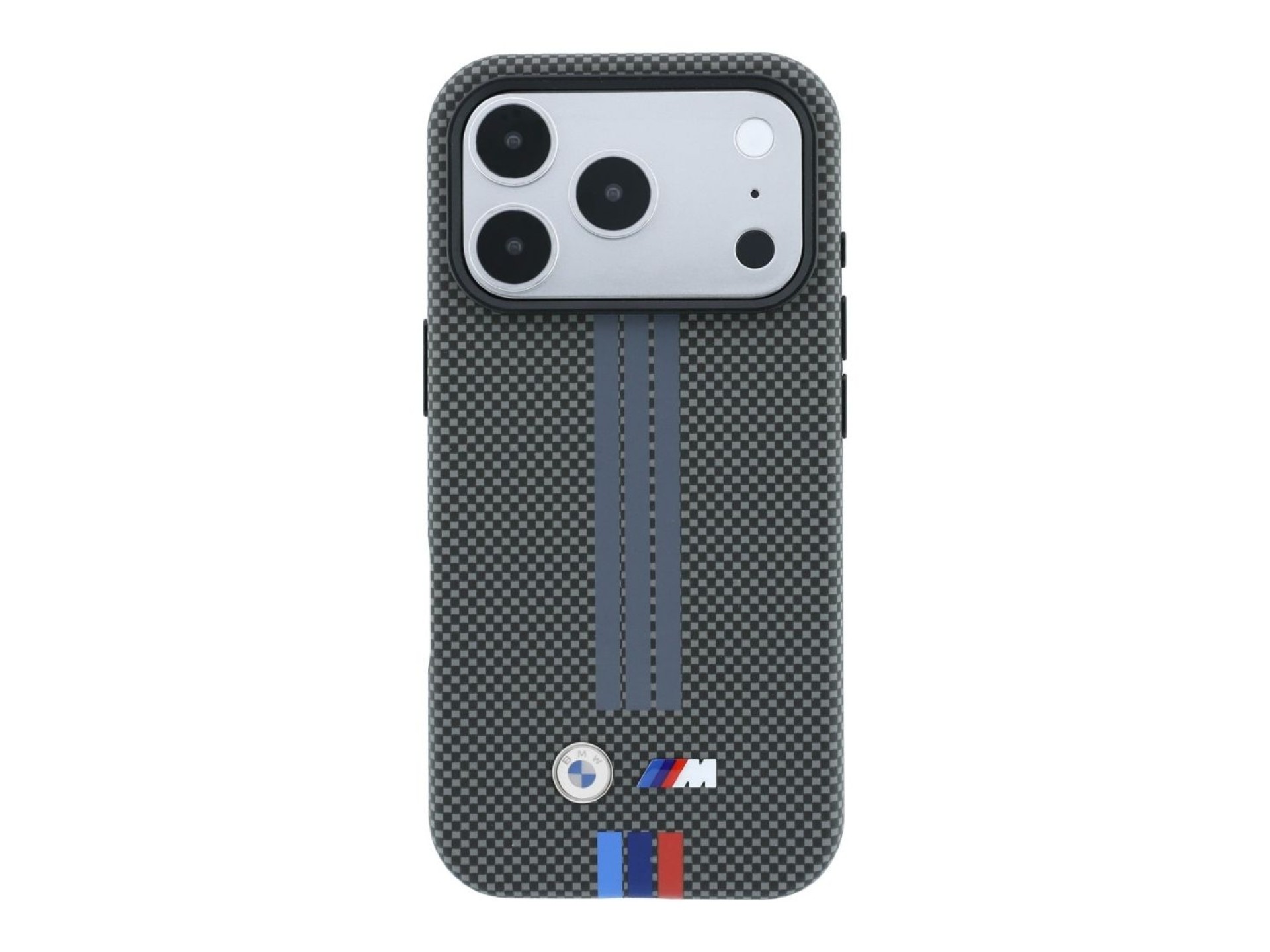 Funda BMW M Quadrille Kevlar con estampado tricolor y MagSafe para iPhone 18 Pro / 17 Pro - Gris osc