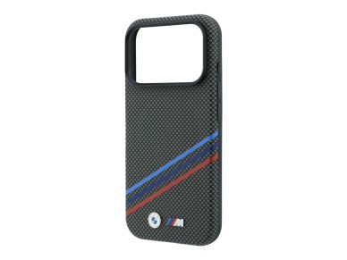 Funda BMW M Quadrille Kevlar Print Tricolor Lines & Metal Logo MagSafe para iPhone 18 Pro / 17 Pro -