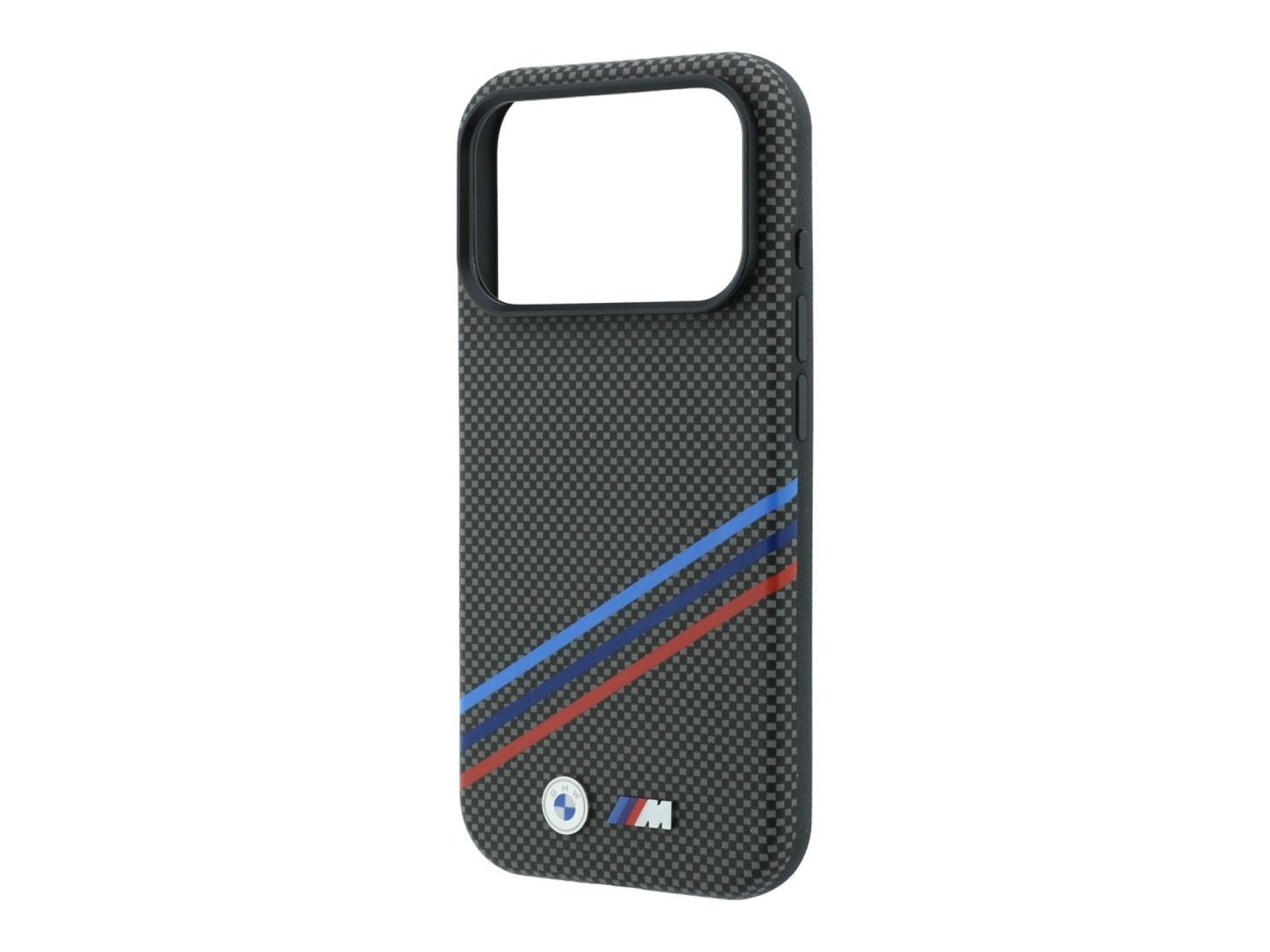 BMW M Quadrille Kevlar Print Tricolor Lines & Metal Logo MagSafe Case for iPhone 18 Pro / 17 Pro - D