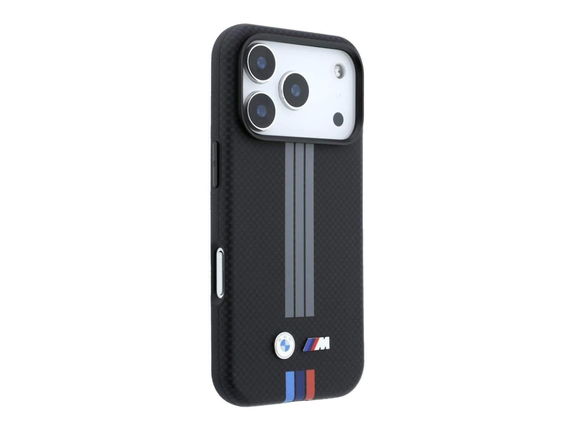 Funda BMW M Quadrille Kevlar Anthracite & Tricolor Print Lines MagSafe para iPhone 18 Pro Max / 17 P