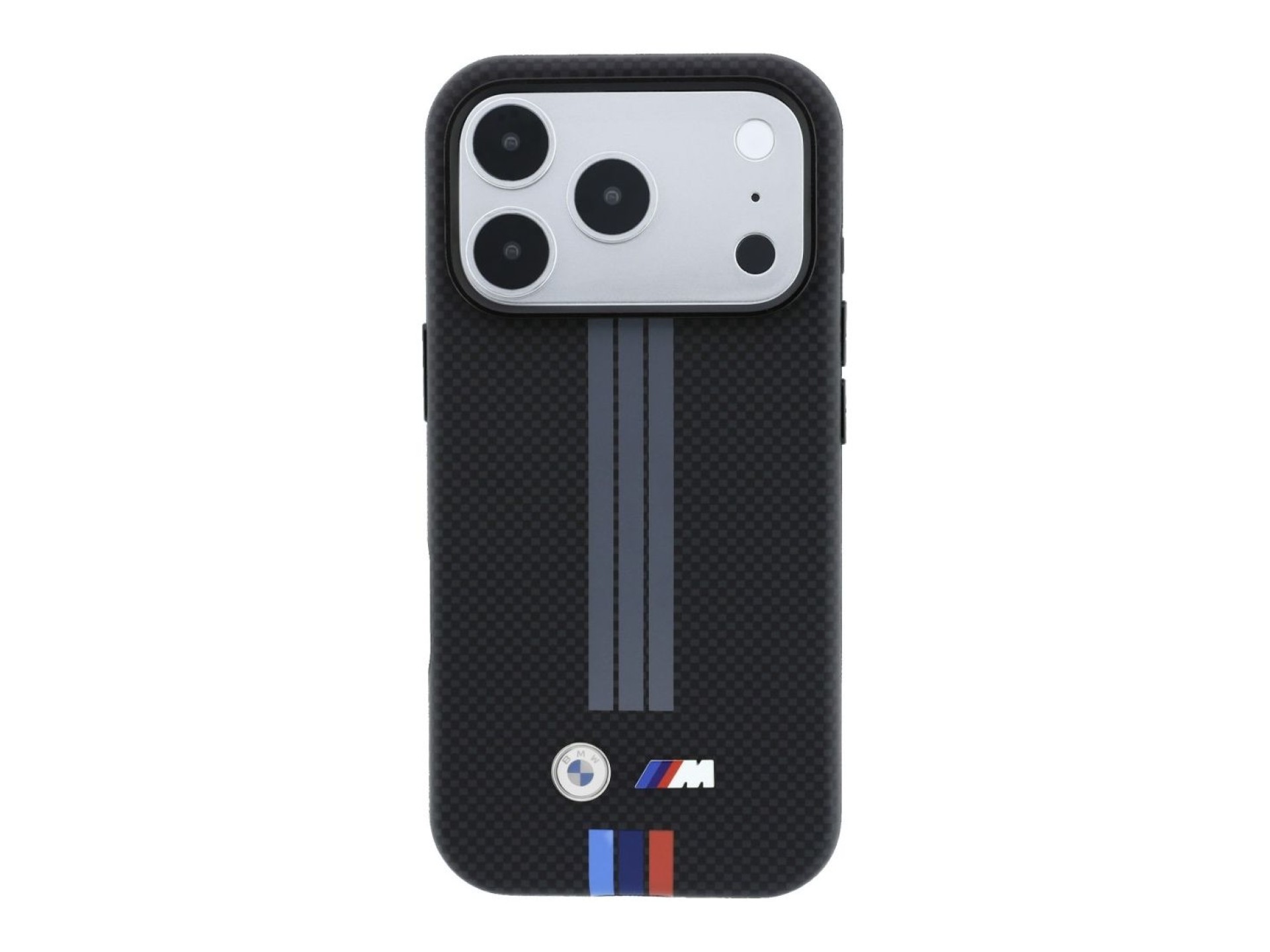 Funda BMW M Quadrille Kevlar Anthracite & Tricolor Print Lines MagSafe para iPhone 18 Pro Max / 17 P
