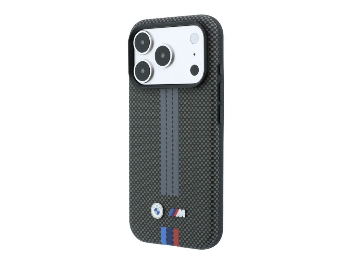 Funda BMW M Quadrille Kevlar con estampado tricolor y MagSafe para iPhone 18 Pro / 17 Pro - Gris osc