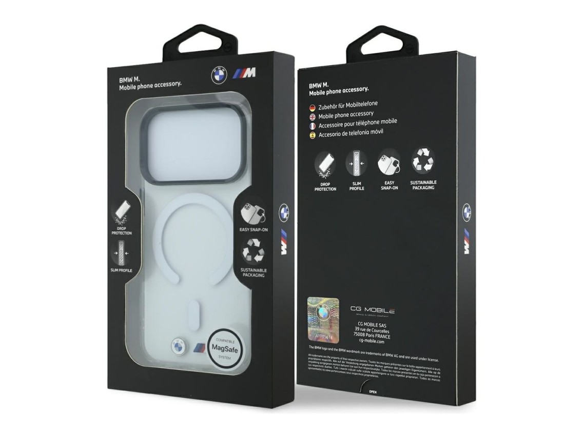 BMW M IML Glossy Metal Logo & Trims MagSafe Case for iPhone 17 Pro / 18 Pro - Transparent
