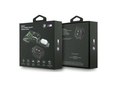 Cargador inalámbrico 3 en 1 BMW M Qi2 de 15 W con logotipo impreso - Rojo Cargador inalámbrico 3 en 1 BMW M Qi2 de 15 W con logotipo impreso - Rojo