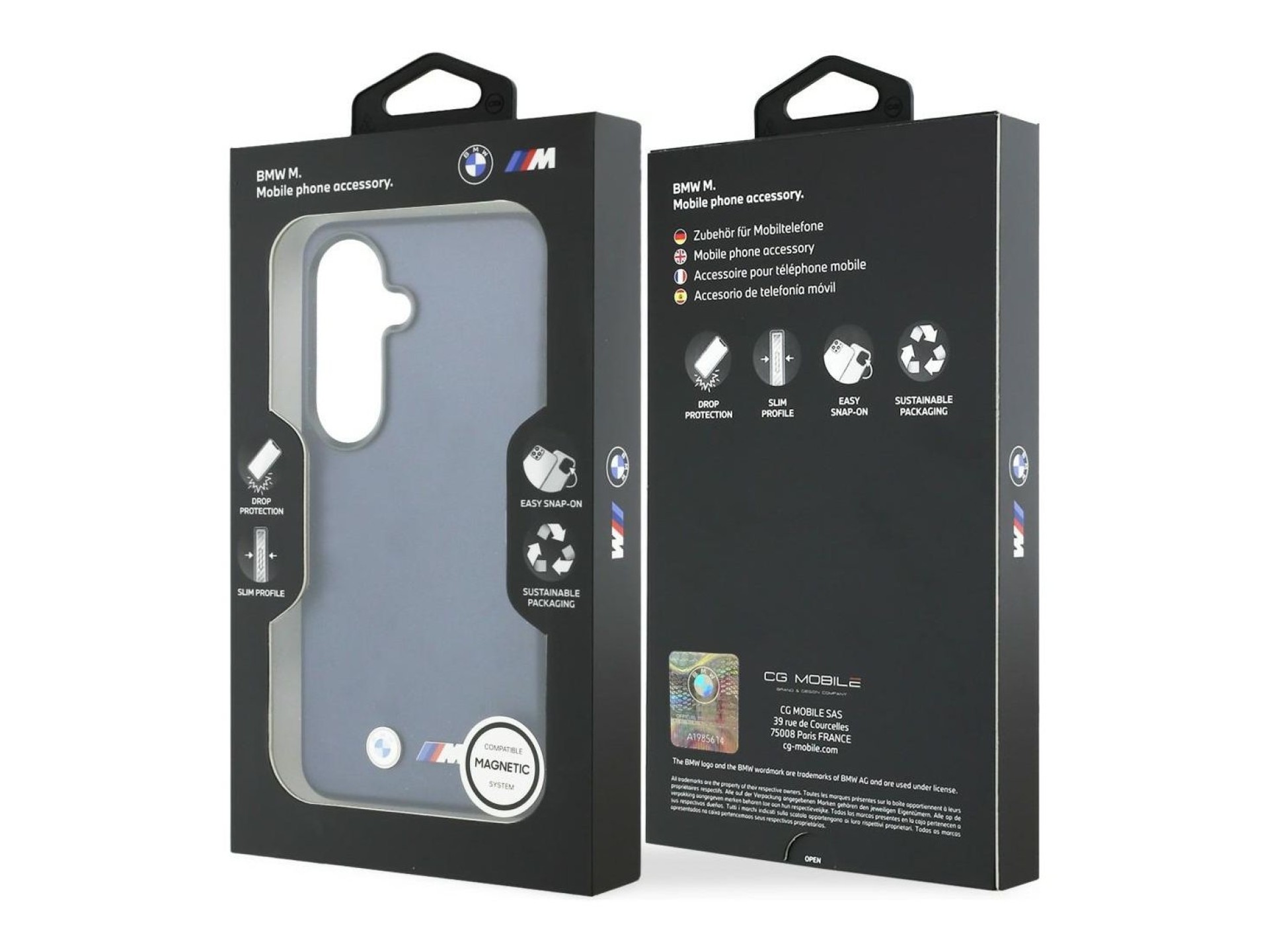 Capa MagSafe com logótipo BMW M em metal para Samsung Galaxy S26 - Azul Marinho