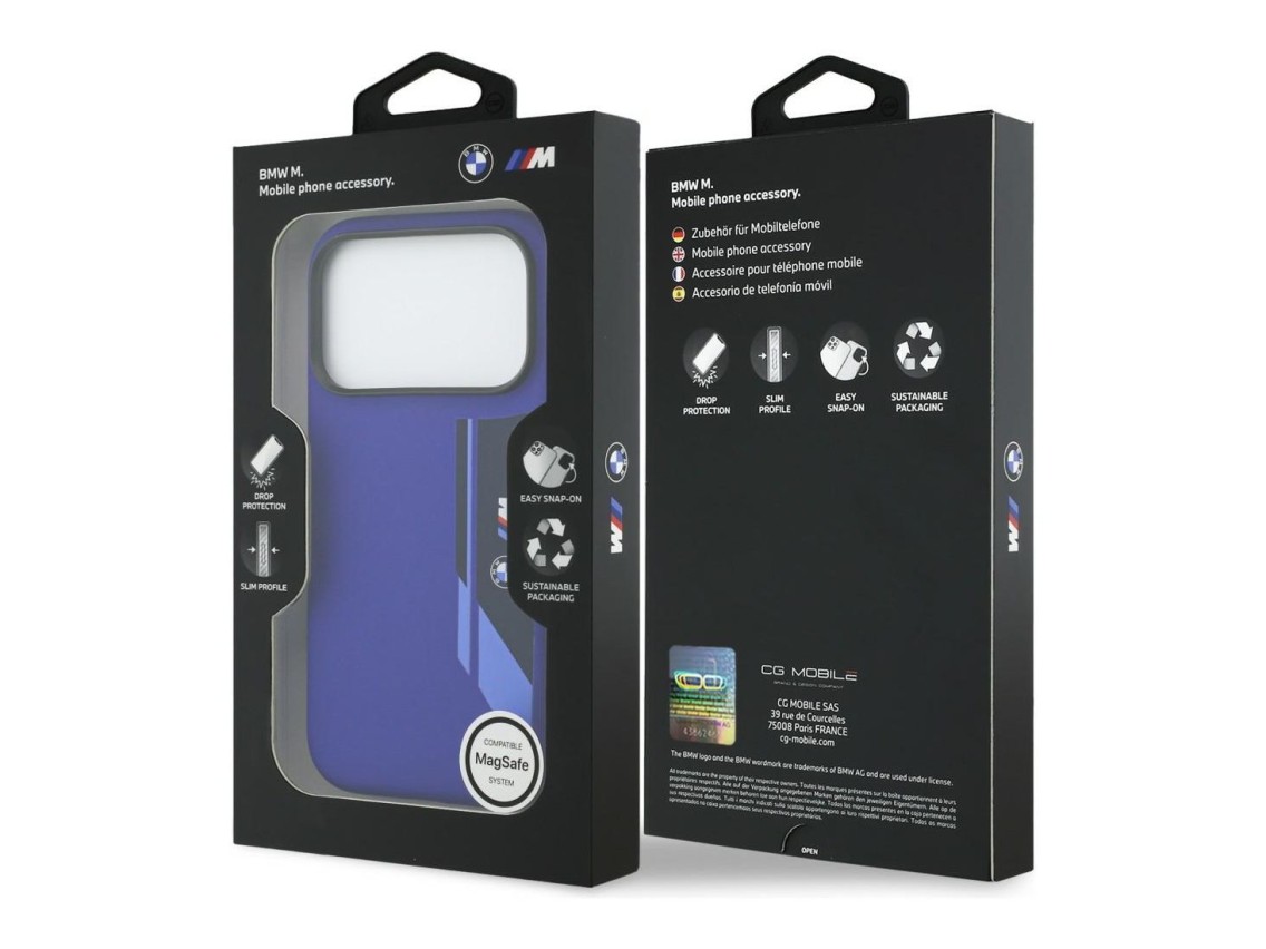 BMW M Silicon Vertical Logo MagSafe Case for iPhone 17 Pro - Navy Blue