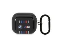 Capa para AirPods de 3� gera��o BMW BMA322SWTK, preta com v�rias linhas coloridas.