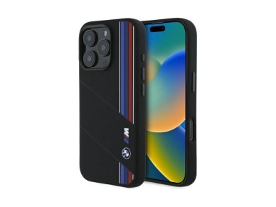BMW Silicone Cut Tricolor Lines MagSafe Case for iPhone 16 Pro Max - Black BMW Silicone Cut Tricolor Lines MagSafe Case for iPhone 16 Pro Max - Black