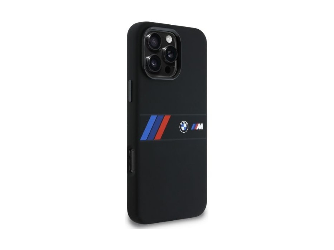 BMW Silicone Middle Stripe MagSafe Case for iPhone 16 Pro Max - Black