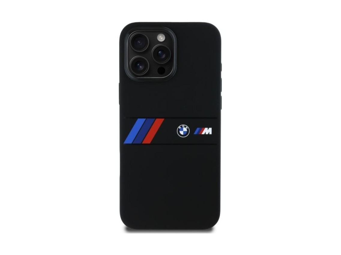 BMW Silicone Middle Stripe MagSafe Case for iPhone 16 Pro Max - Black