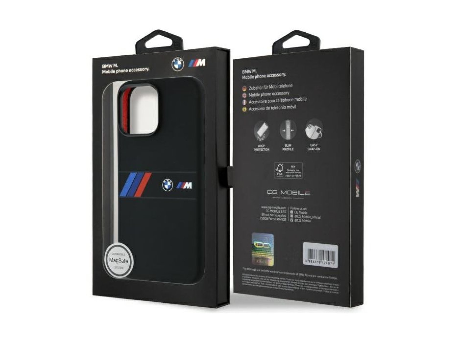 BMW Silicone Middle Stripe MagSafe Case for iPhone 16 Pro Max - Black