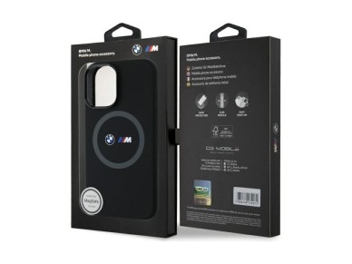 Capa MagSafe BMW M em silicone com anel impresso para iPhone 16 - Preta Capa MagSafe BMW M em silicone com anel impresso para iPhone 16 - Preta