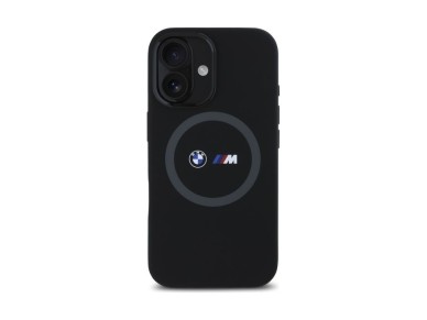 Capa MagSafe BMW M em silicone com anel impresso para iPhone 16 - Preta Capa MagSafe BMW M em silicone com anel impresso para iPhone 16 - Preta