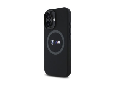 Capa MagSafe BMW M em silicone com anel impresso para iPhone 16 - Preta Capa MagSafe BMW M em silicone com anel impresso para iPhone 16 - Preta
